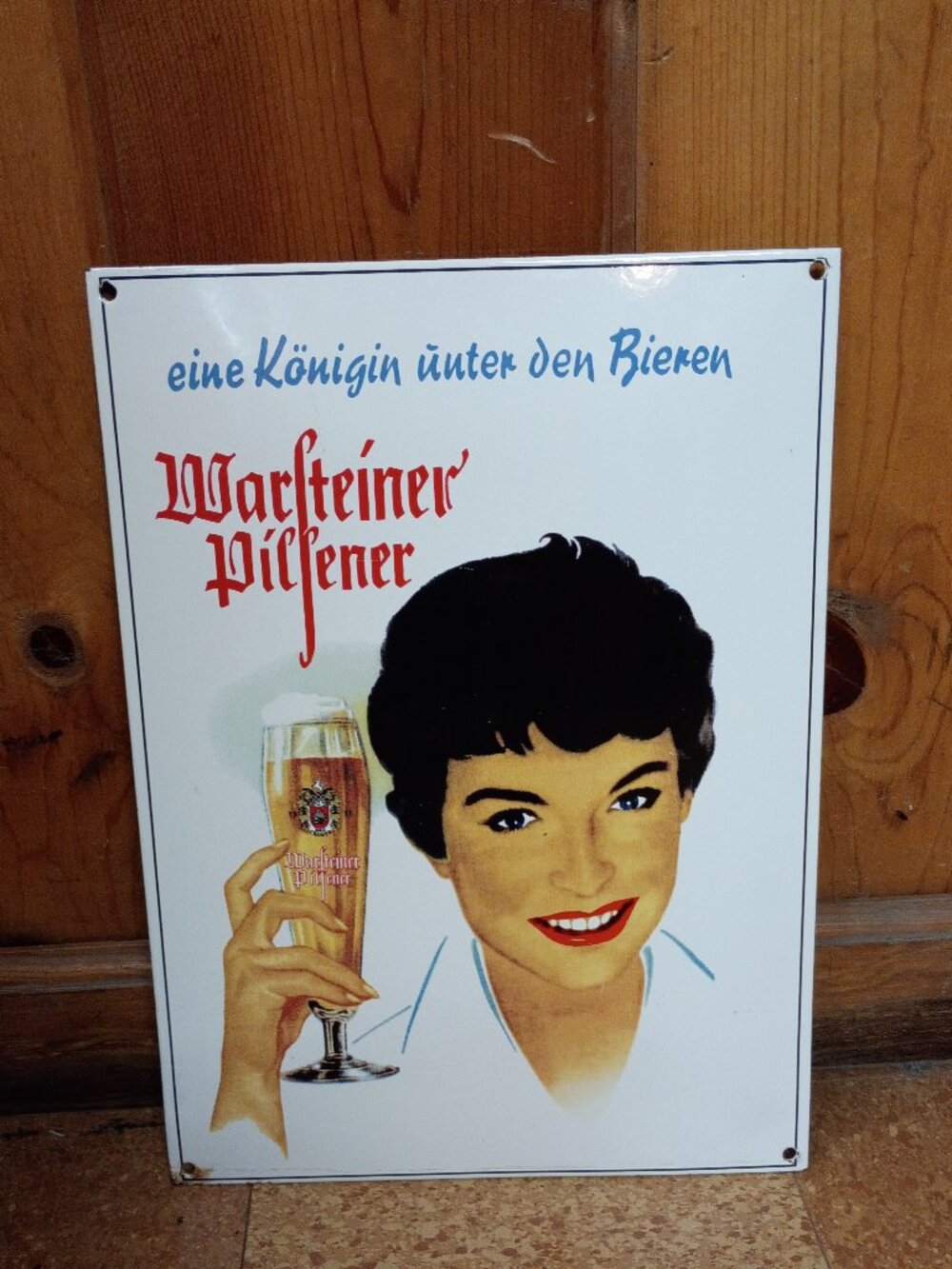 Vintage Warsteiner Pilsner Beer Metal Advertising Sign Midcentury Man Cave